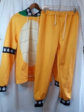 NWOT Bowser Mario Bros Nintendo Gamer Hoodie Jogger Set Large Soft Costume 80s
